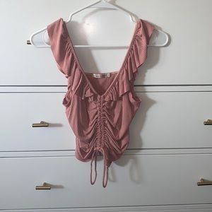 Pink ruffle top